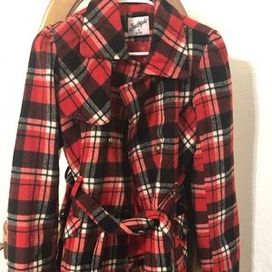 Southpole Red and Black Plaid Coat